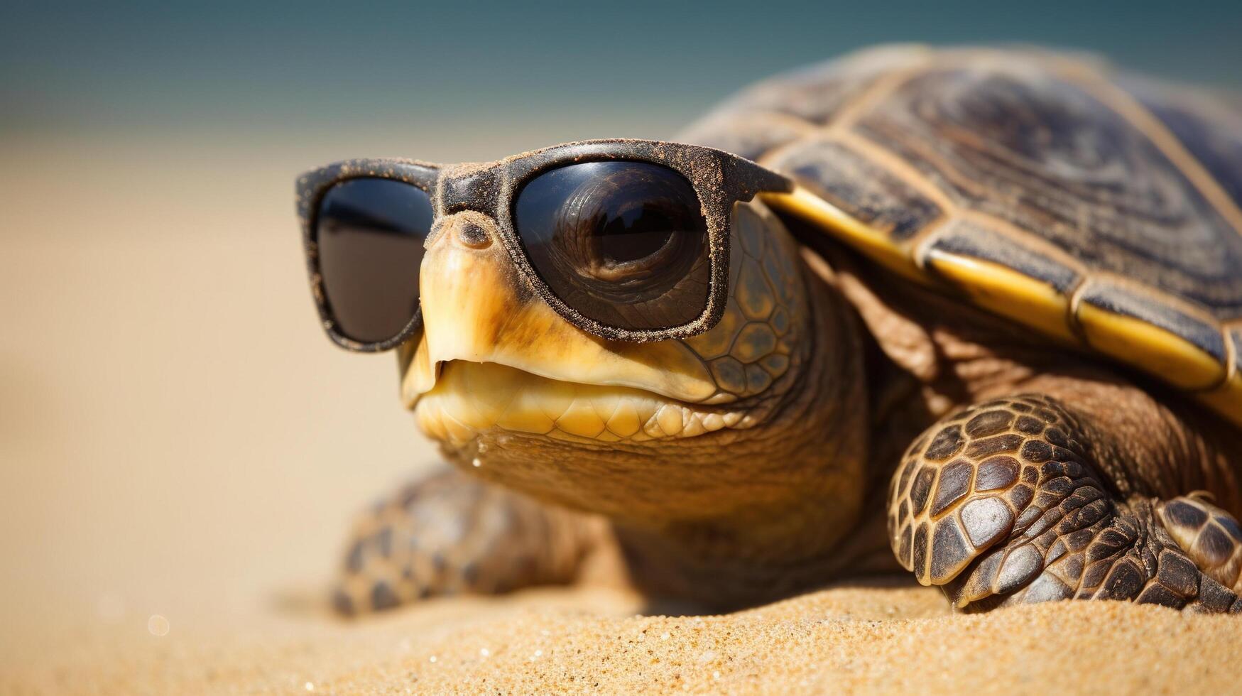 schattig schildpad met zonnebril ai gegenereerd foto