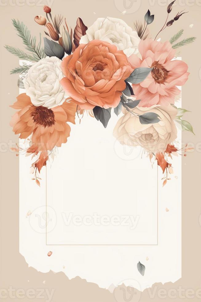 kleurrijk gemakkelijk bloemen decoratie illustratie achtergrond sjabloon, creatief arrangement van natuur en bloemen. mooi zo voor banier, bruiloft kaart uitnodiging voorlopige versie, verjaardag, hartelijk groeten, en ontwerp element. foto