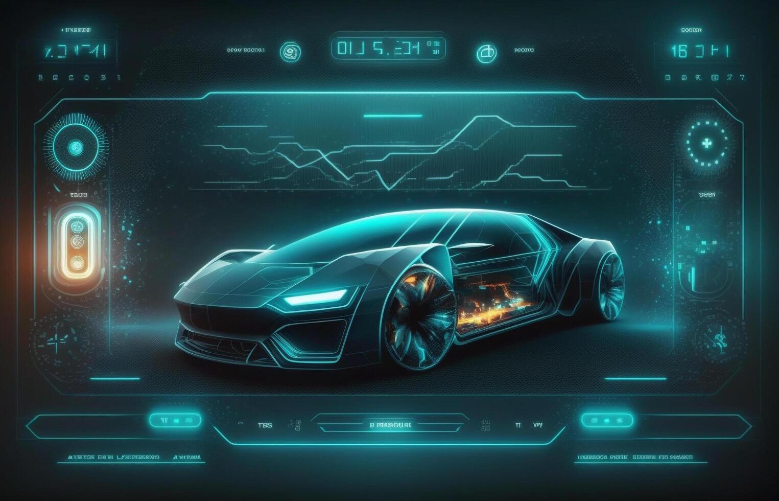 een futuristische hologram van een auto, een futuristische auto hud ontwerp, generatief ai foto