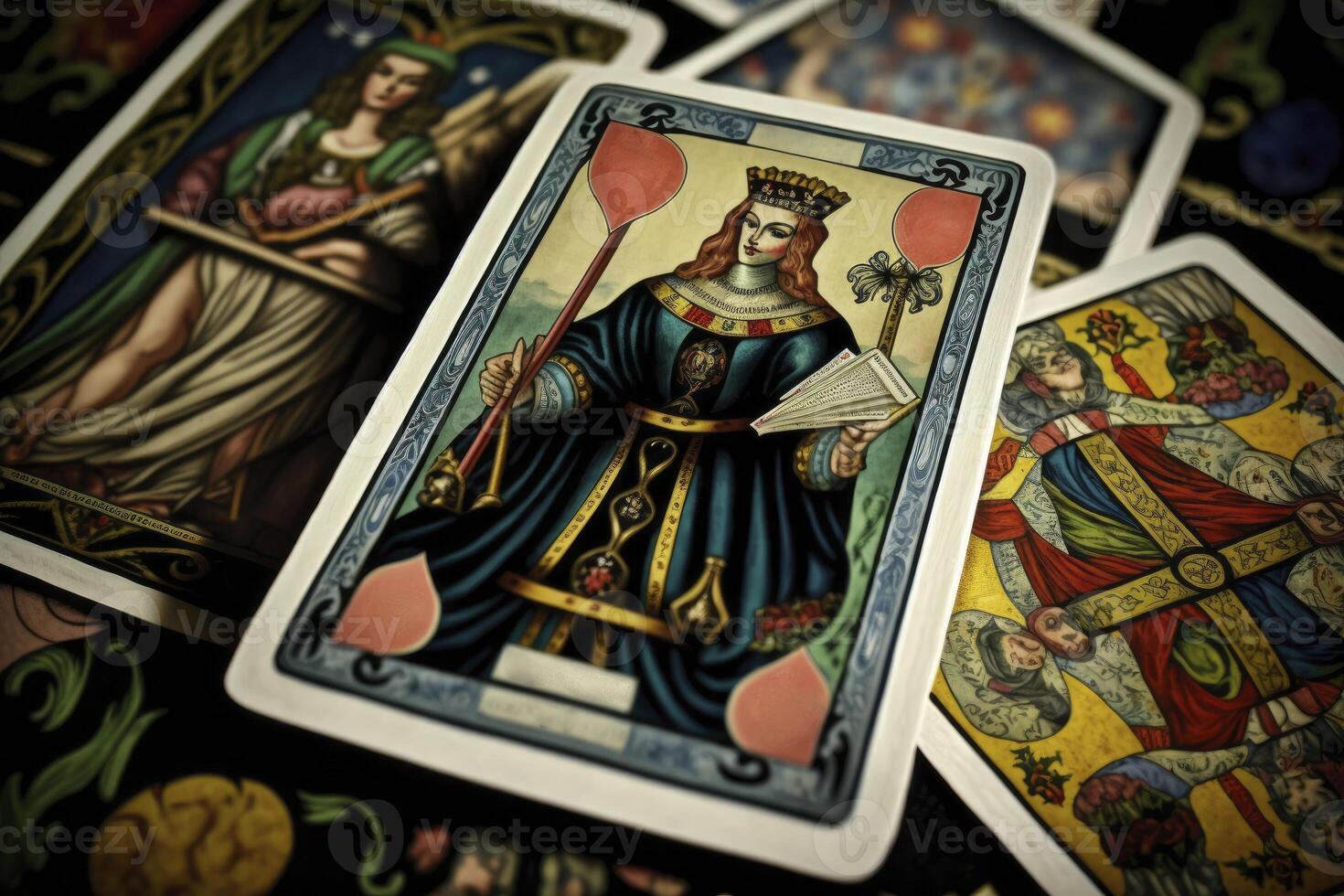 reeks van tarot kaarten. waarzeggerij en fortuin vertellen. generatief ai foto