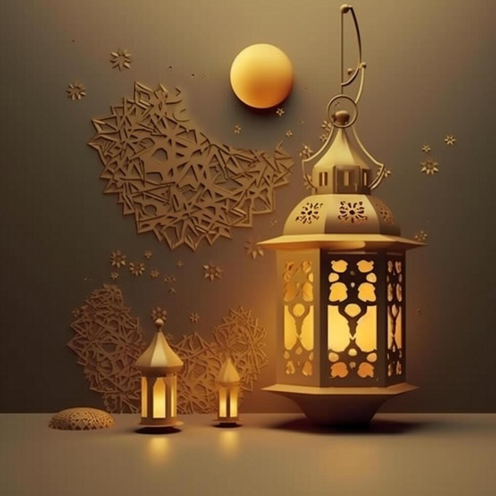 gelukkig eid mubarak wensen Ramadan mubarak in Arabisch en Urdu eid afbeeldingen voor moslim ai gegenereerd foto