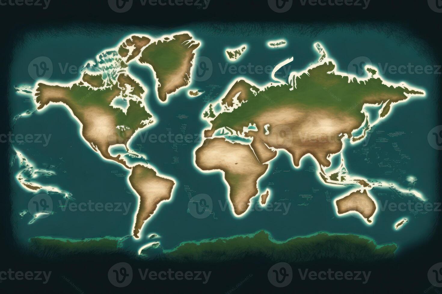 wereld kaart met horizon. ai gegenereerd foto
