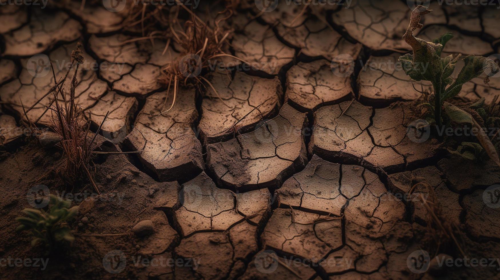 droog gebarsten aarde achtergrond. globaal opwarming en klimaat verandering concept foto