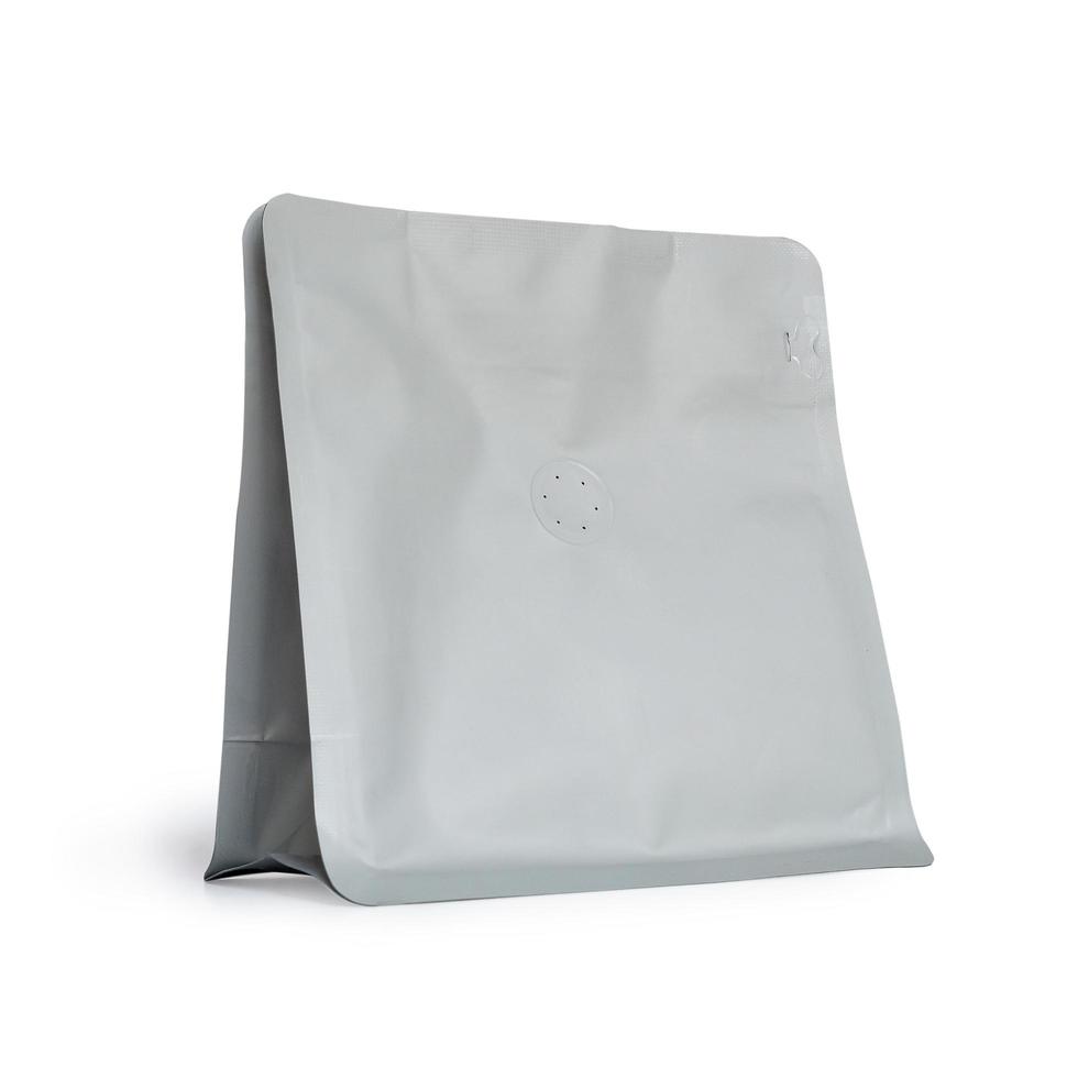 waterbestendig plastic zak en heeft een lucht inlaat spaander voor koffie bonen. foto