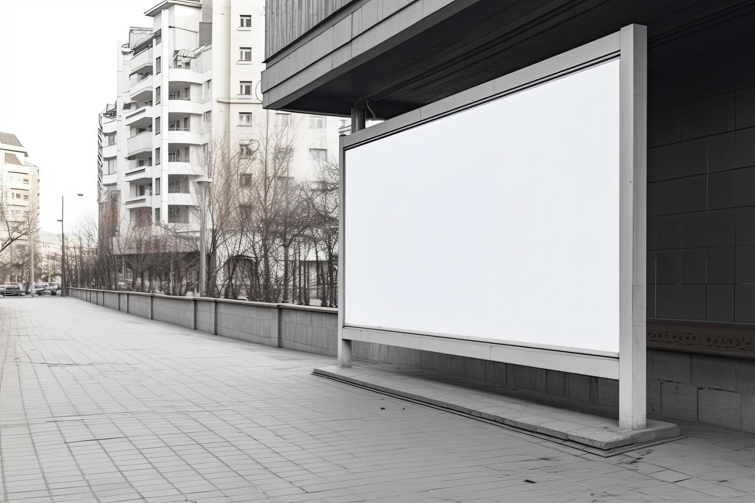 openbaar boodschappen doen centrum winkelcentrum of bedrijf centrum advertentie bord ruimte net zo leeg blanco wit mockup uithangbord foto