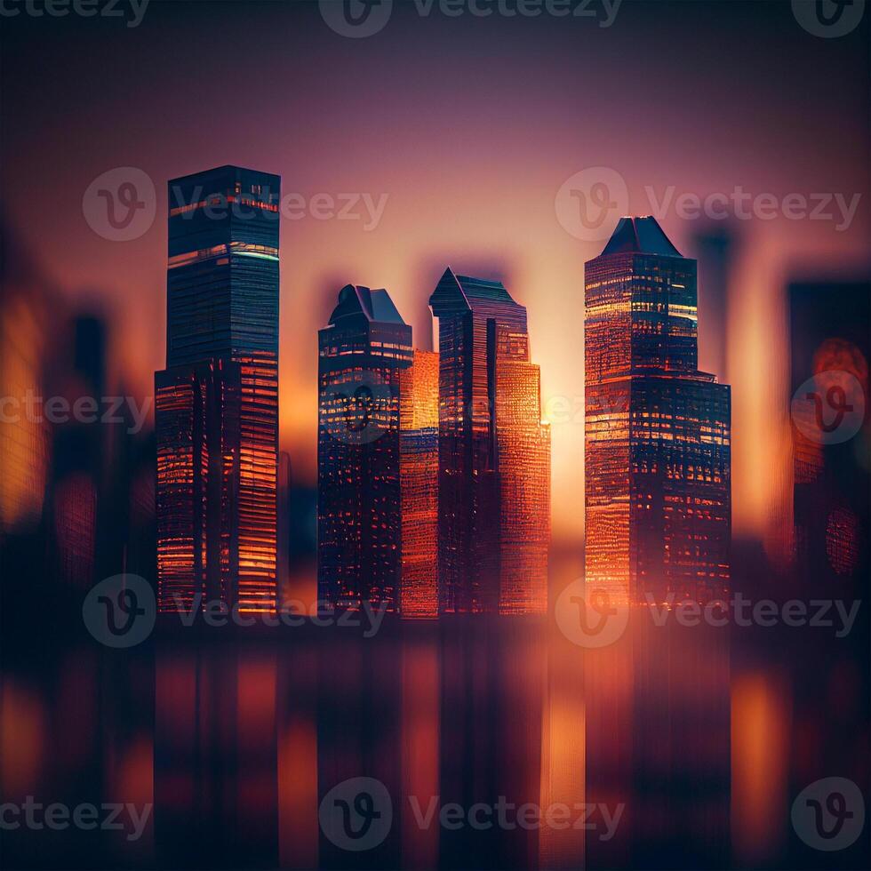 modern torens en wolkenkrabbers in de financieel wijk in de Verenigde Staten van Amerika, economisch en bedrijf industrie - ai gegenereerd beeld foto