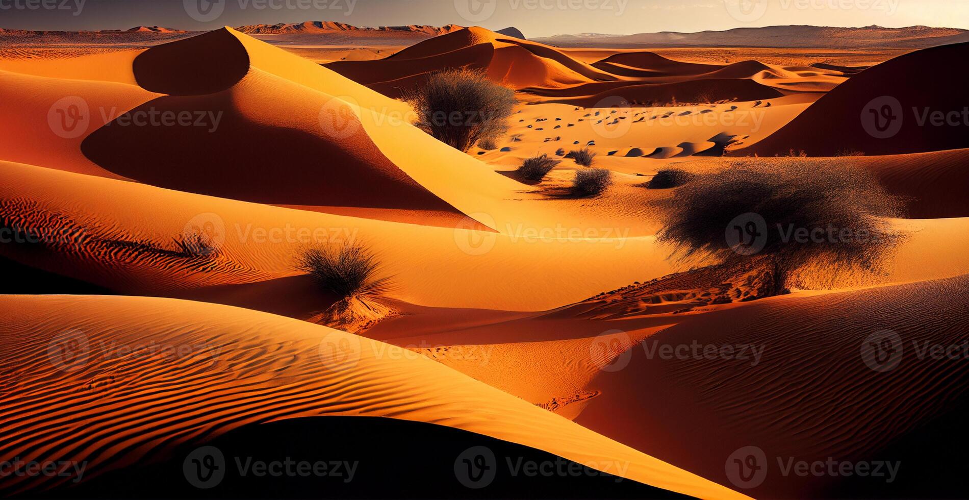 helder verzengende zon in de woestijn - ai gegenereerd beeld foto