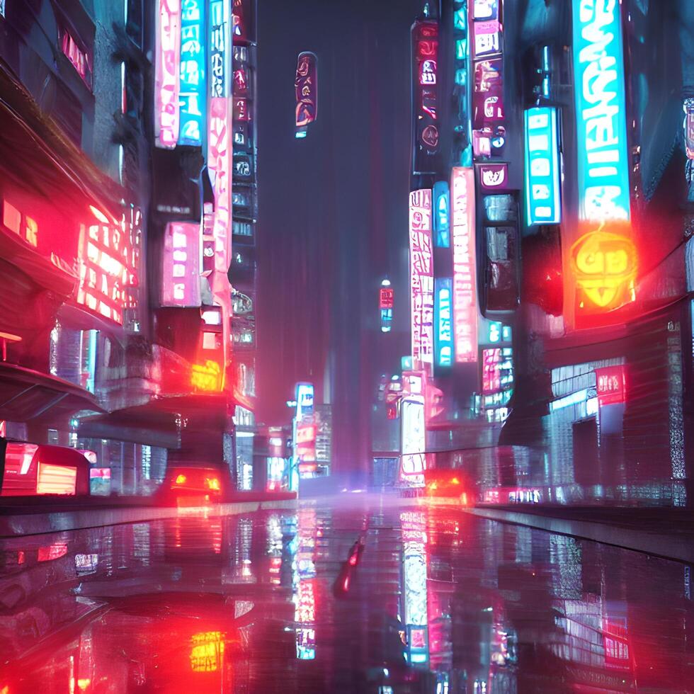 ai gegenereerd cyber punk- achtergrond tokyo stad foto