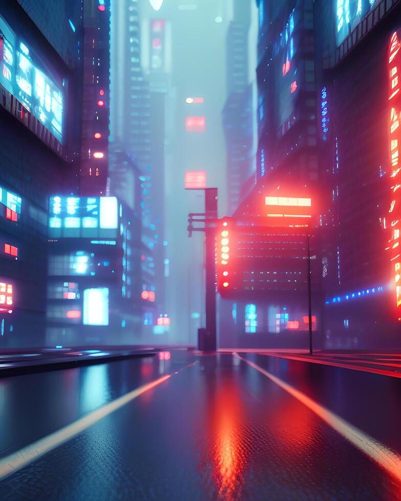 ai gegenereerd tokyo stad nacht cyber punk- achtergrond neon foto