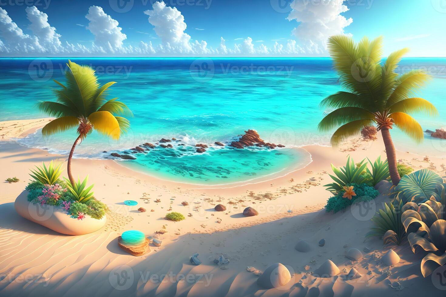 de perfect plaats naar kom tot rust Aan een tropisch strand door ai gegenereerd foto