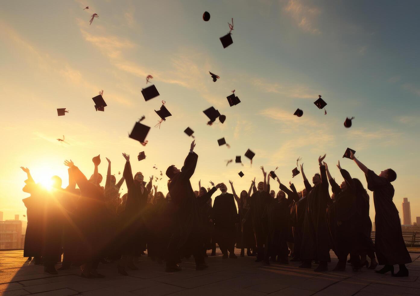 afgestudeerd studenten. illustratie ai generatief foto