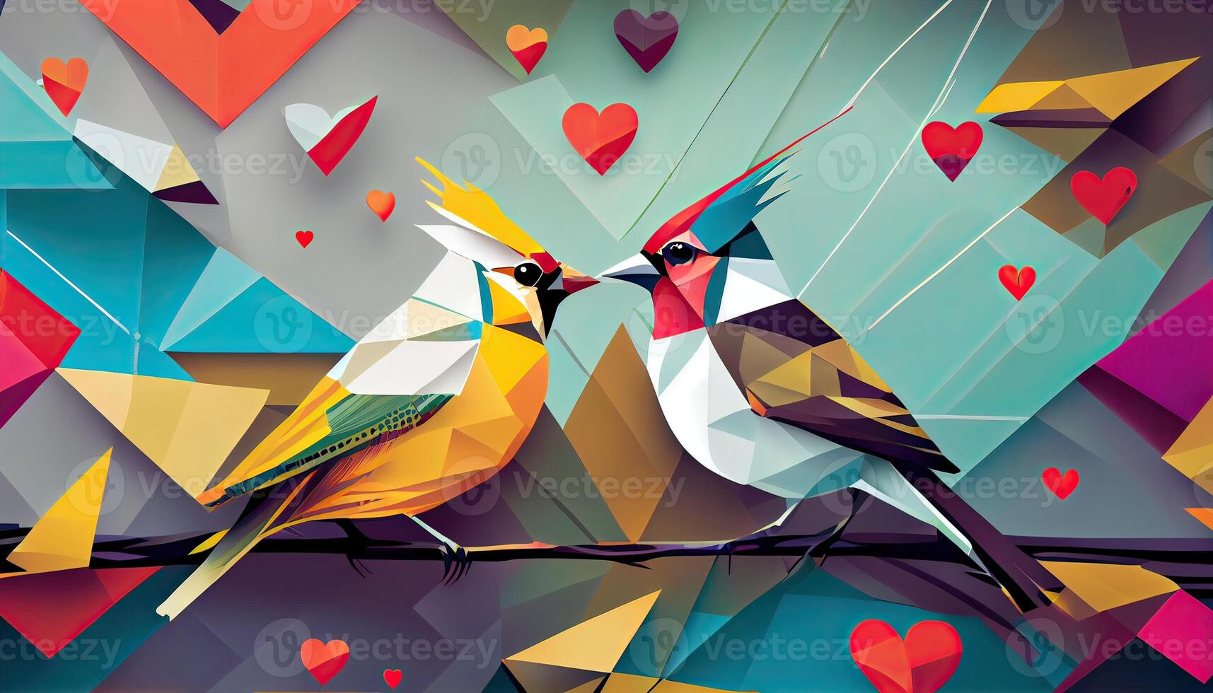 kleurrijk paar van papegaaien. tortelduifjes, tortelduifjes vliegen, liefde een vogel, paar- vogel, schattig liefde vogels, kleurrijk vogels. generatief ai. foto