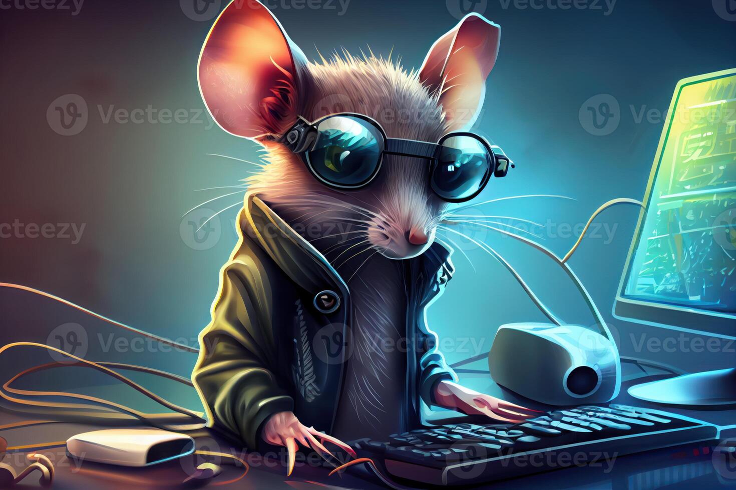 hacker muis werken baan beroep illustratie. ai gegenereerd foto