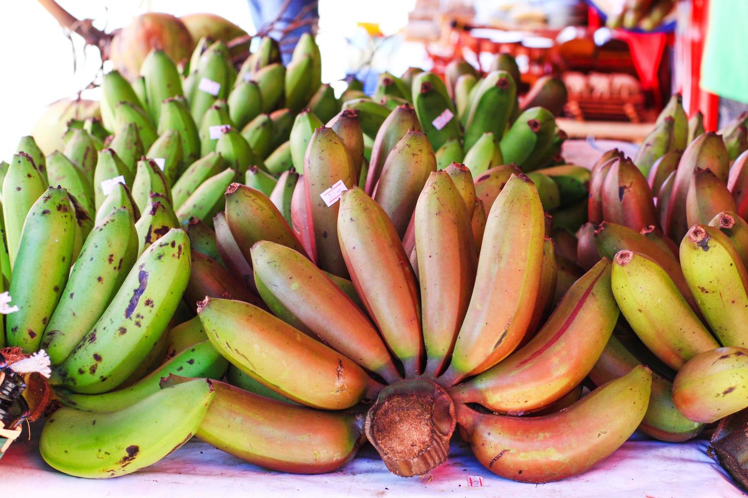 wild bananen zijn gelabeld Bij de markt prijs in Thailand. foto
