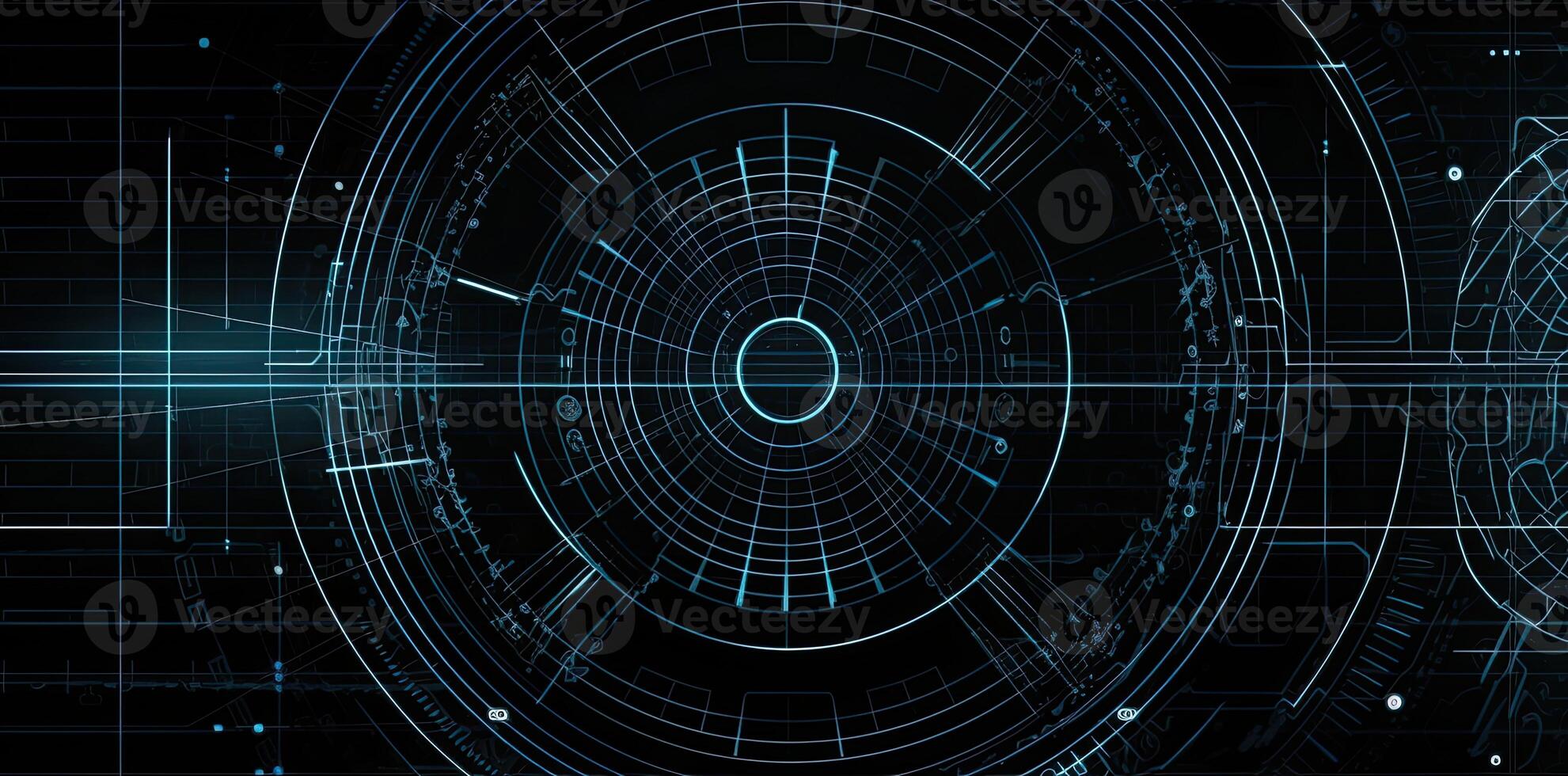 modern technologie cirkel achtergrond of abstract afbeelding, blauwdruk, circuits, licht marine en hemelsblauw, illustratie generatief ai foto