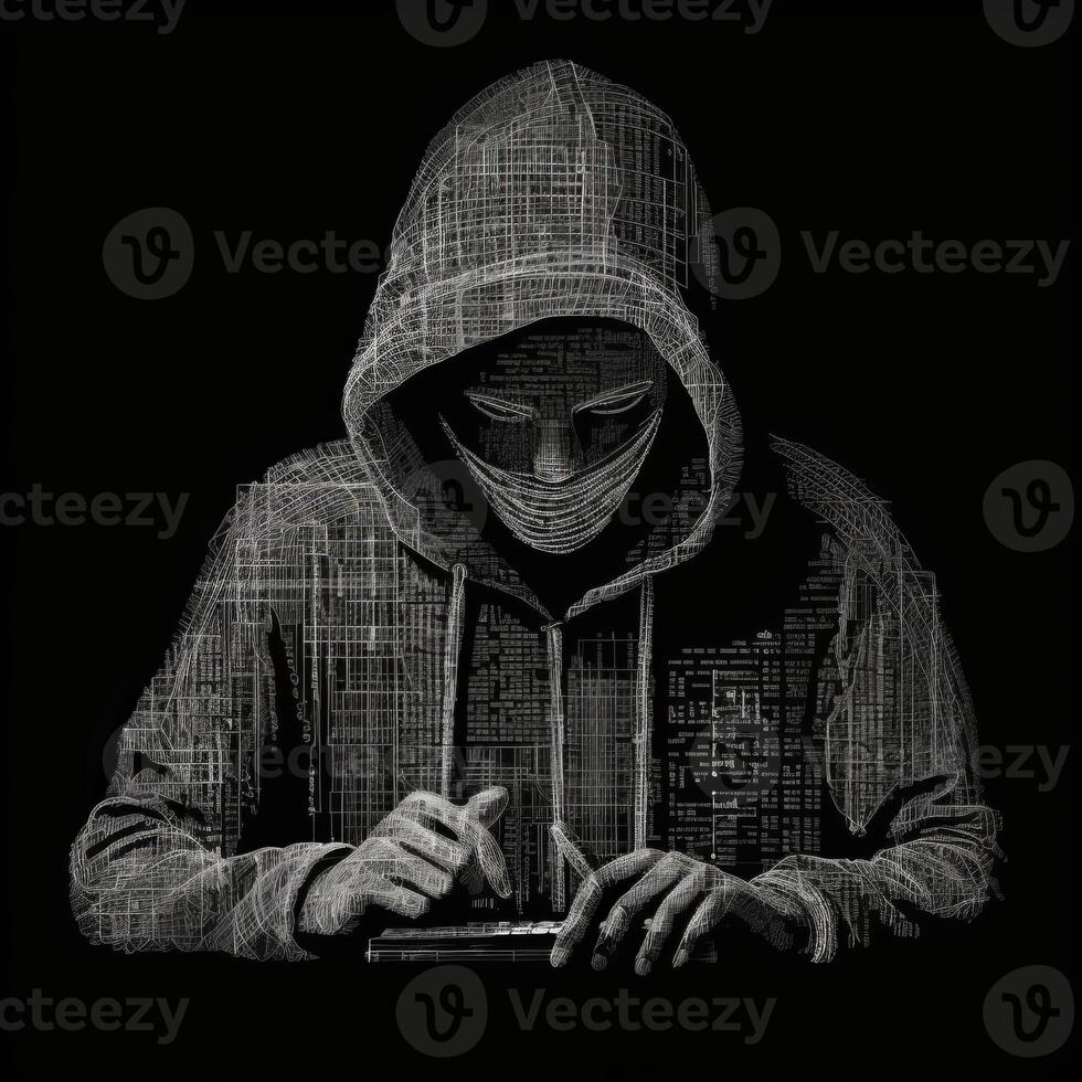 computer hacker ascii stijl zwart kleur beeld generatief ai foto