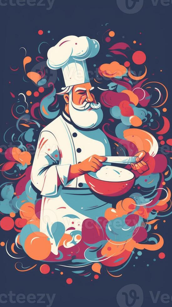 chef Koken voor voedsel bedrijf kleurrijk grafisch beeld generatief ai foto