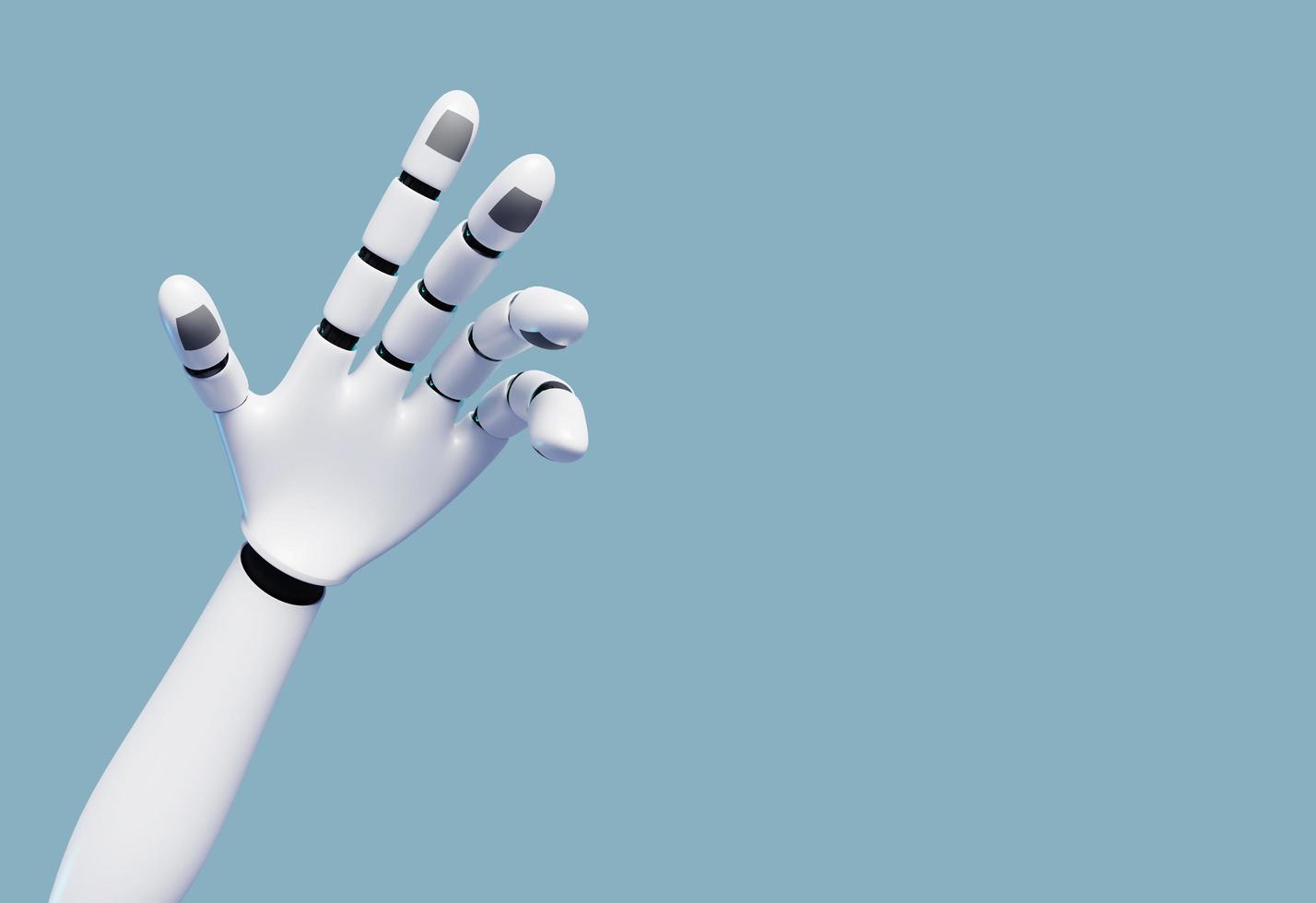 kunstmatig intelligentie- concept. robot hand- 3d veroorzaken, techniek, verbinding tussen leven en machine. foto