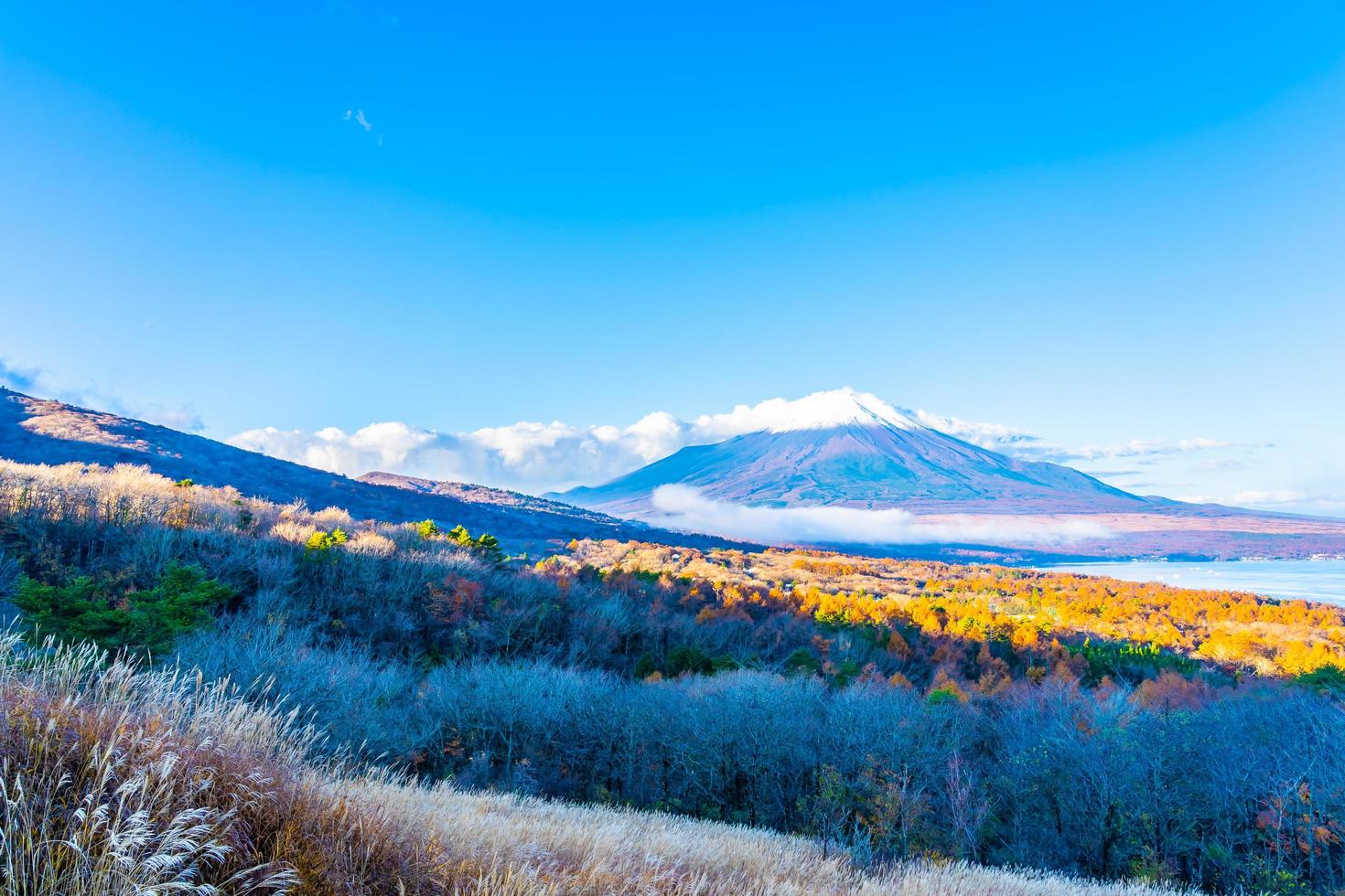 mooie mt. fuji aan het yamanakameer, japan foto