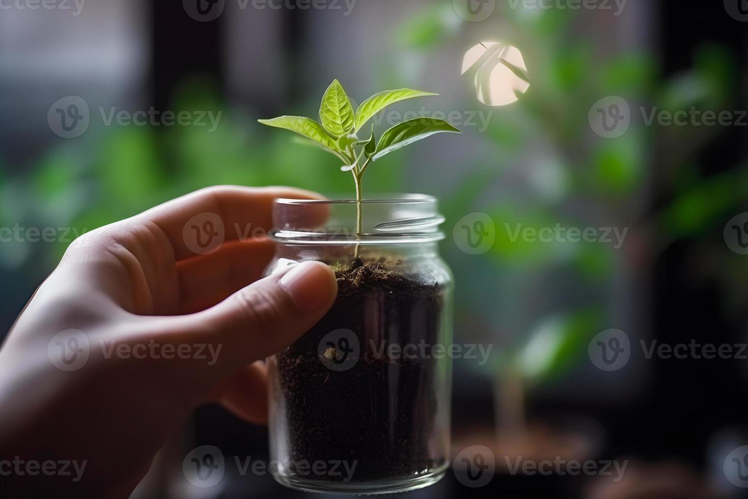 vergroening voor een duurzame toekomst verminderen co2 uitstoot door hernieuwbaar energie voor een gezonder ecologie en een koeler planeet Aan aarde dag foto