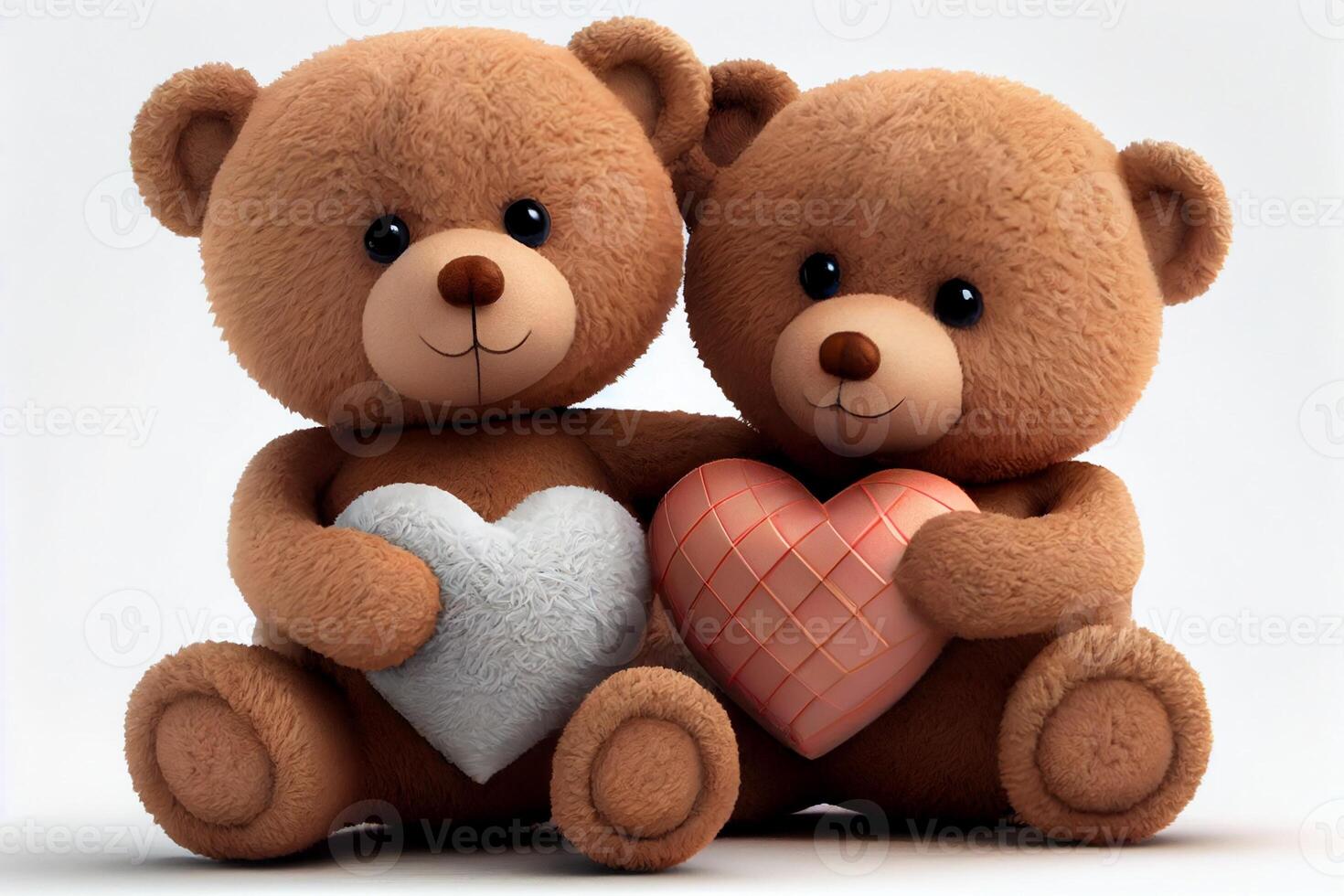 schattig teddy bears Holding een hart, Aan wit achtergrond. genereren ai foto