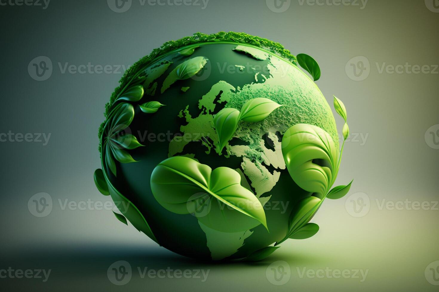 wereld milieu en aarde dag concept met groen wereldbol. genereren ai foto