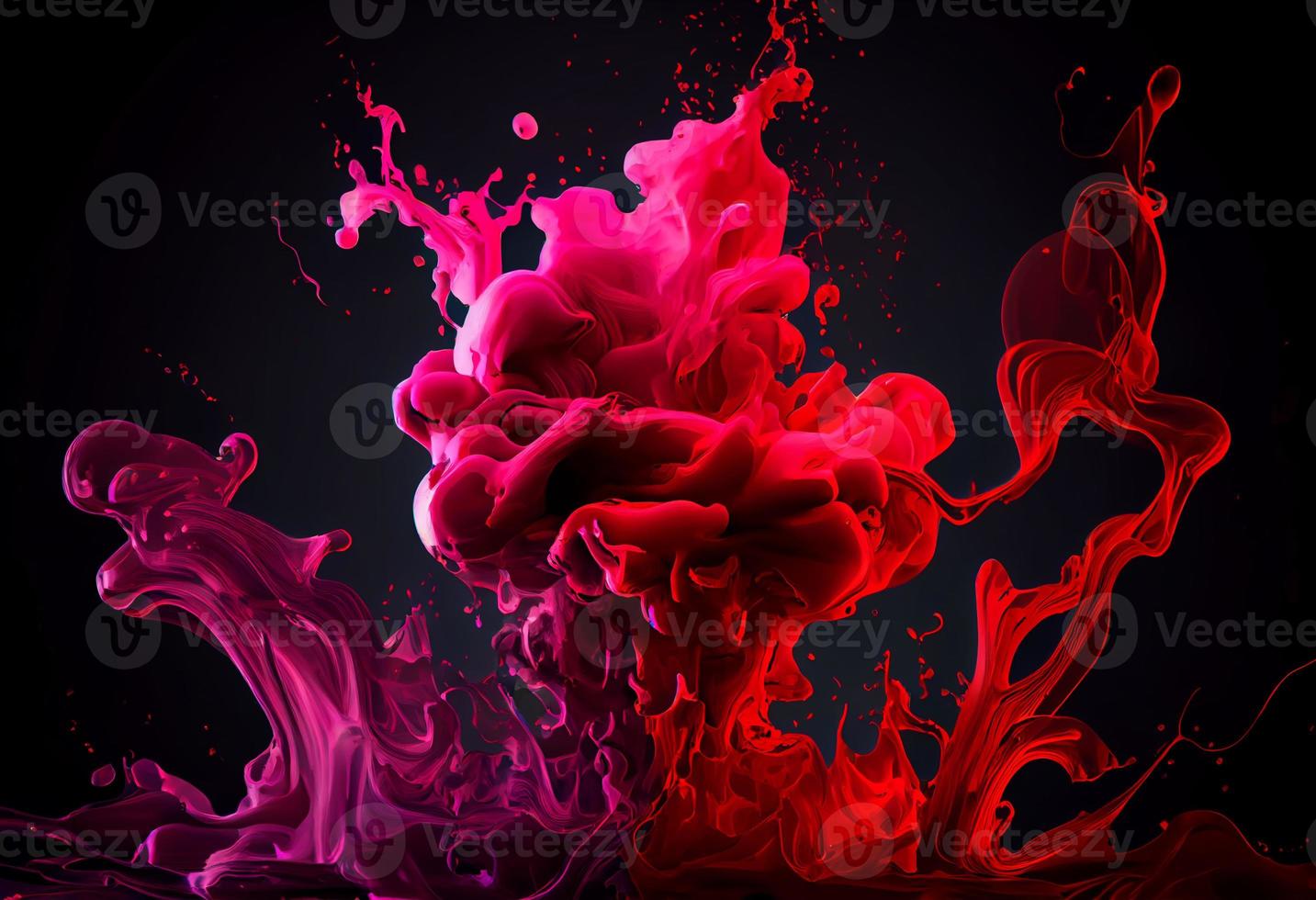 abstract rood kleurrijk inkt plons in water achtergrond. genereren ai. foto
