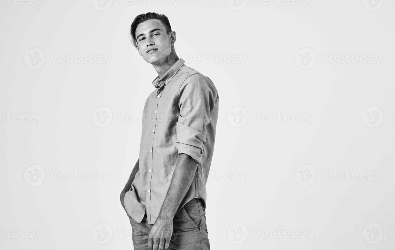 elegant Mens mode kapsel studio poseren levensstijl foto