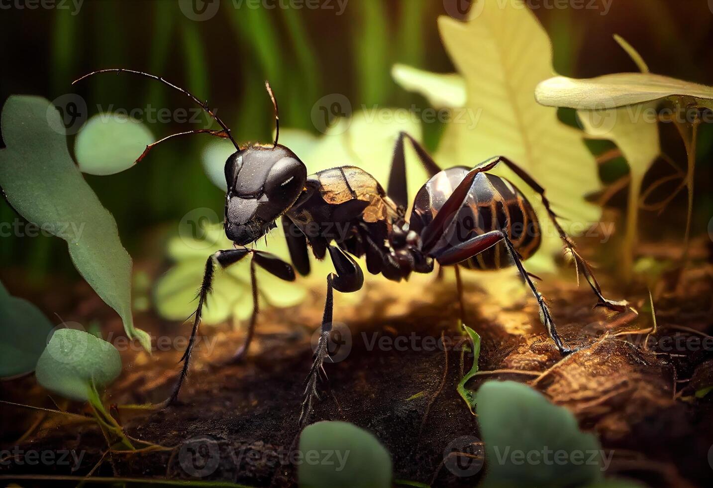 mier in de Woud in de wild, zomer dag. genereren ai. foto