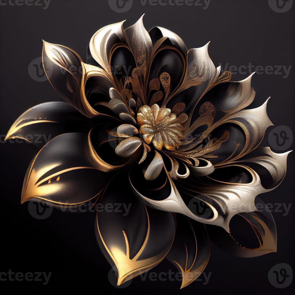 bloem met een goud en zwart ontwerp. genereren ai. foto