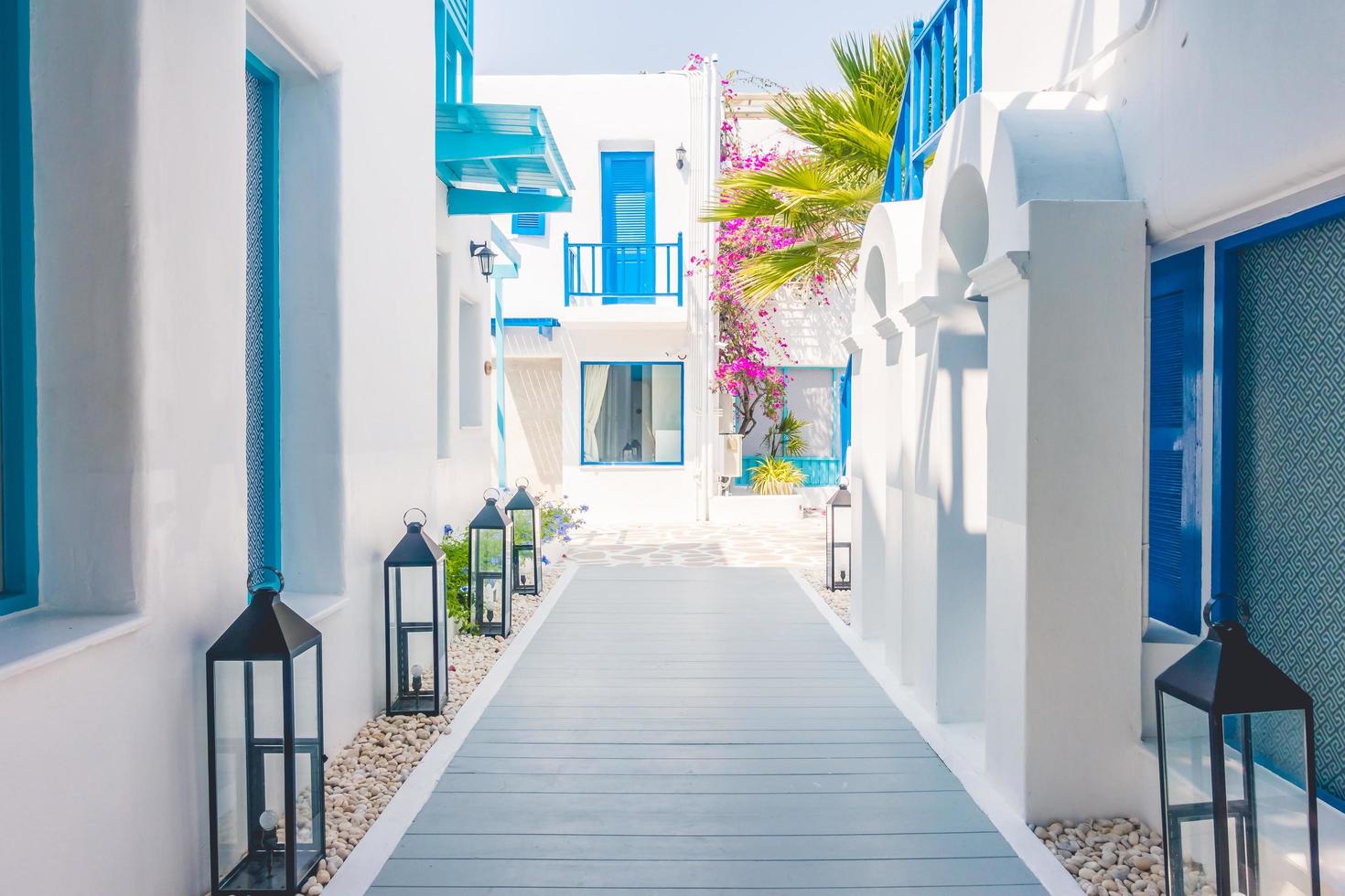 traditionele huizen op santorini, griekenland foto