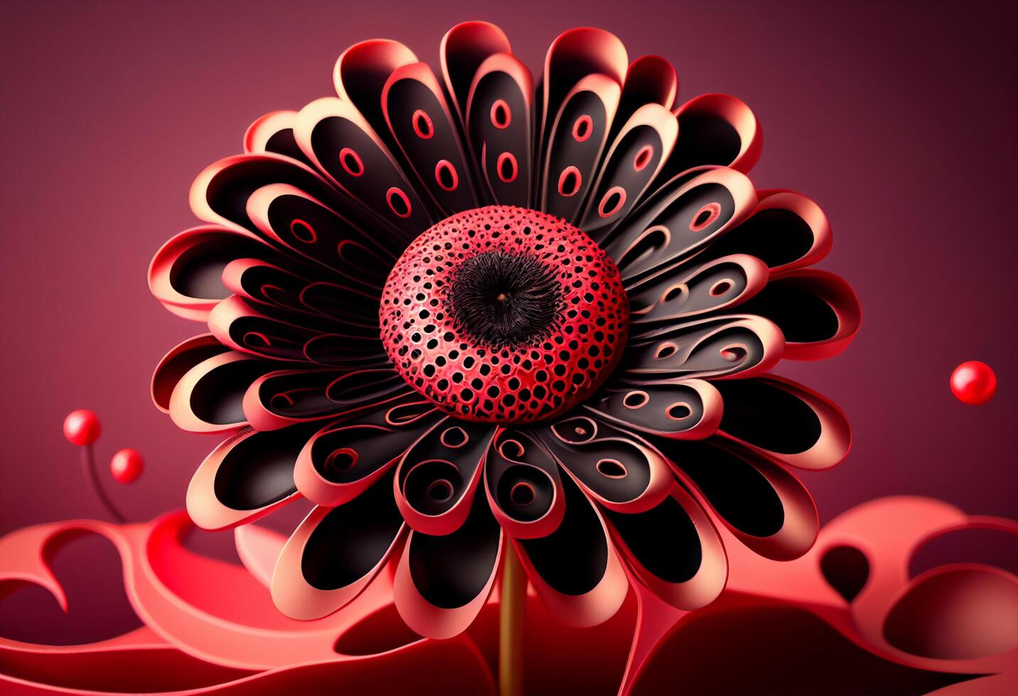 rood bloemen 3d illustratie generatief ai foto