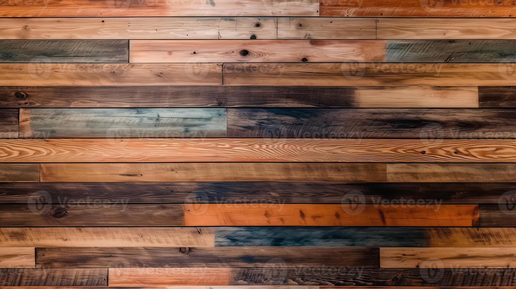 overlapping natuurlijk hout structuur achtergrond. wijnoogst geschilderd hout paneel muur texturen. generatief ai foto