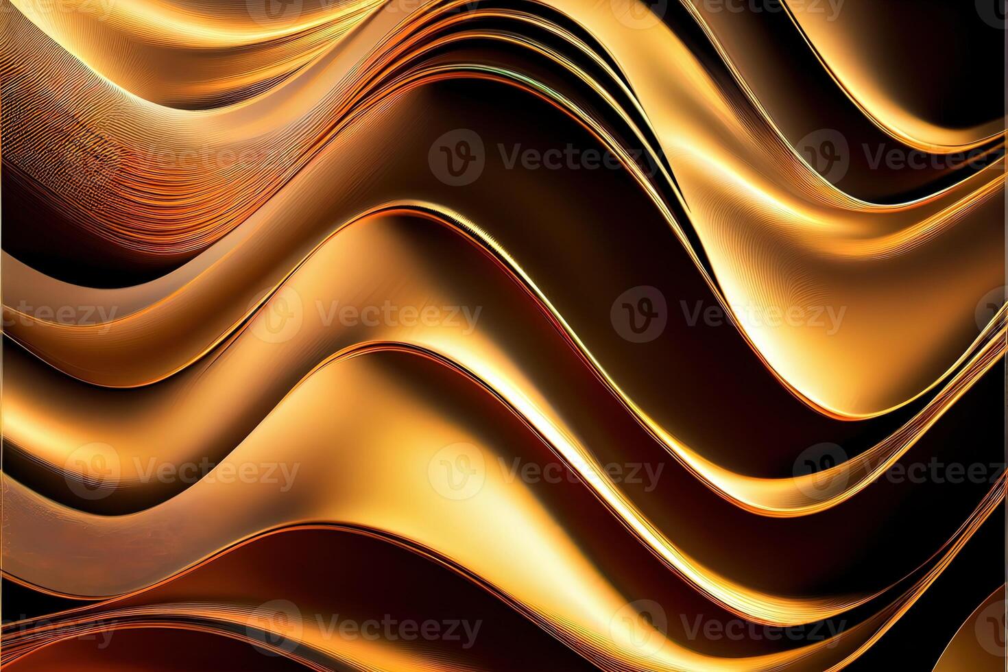 generatief ai illustratie van gouden golvend abstract laag achtergrond, krijgen en metaal foto