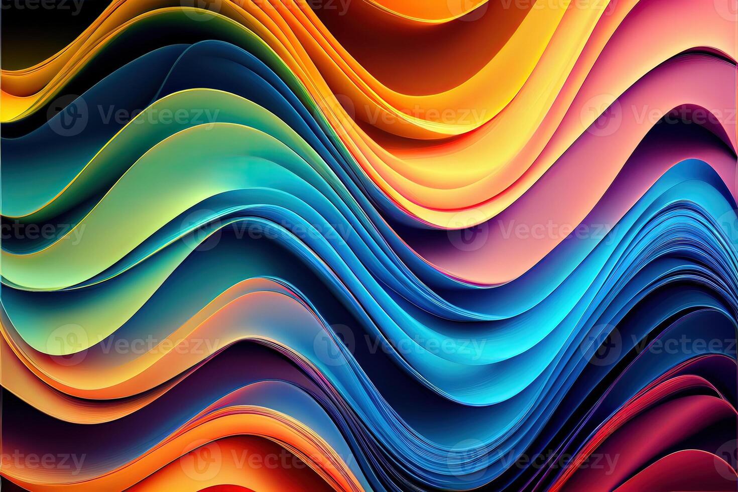 generatief ai illustratie van kleurrijk golvend abstract lagen net zo panorama achtergrond behang foto
