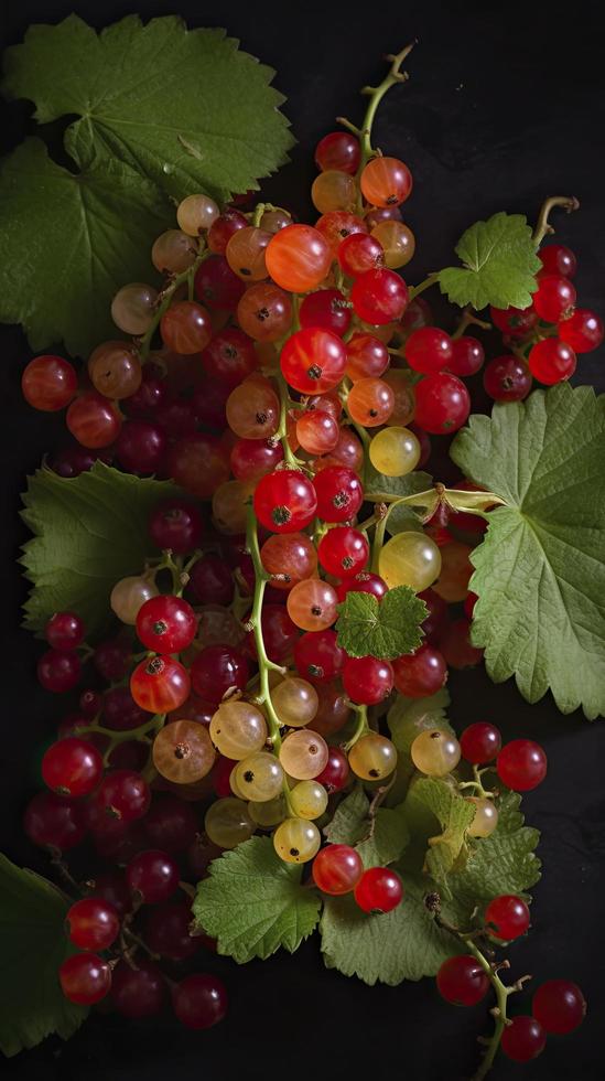 een beeld van rood bes bessen en geel bladeren, in de stijl van licht rood en licht smaragd, genereren ai foto