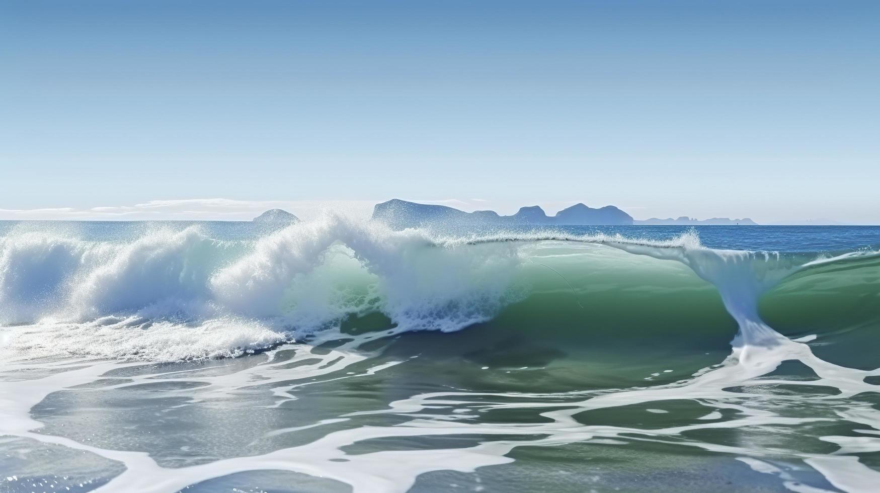 oceaan zee golven met wit schuim, natuur landschap, genereren ai foto