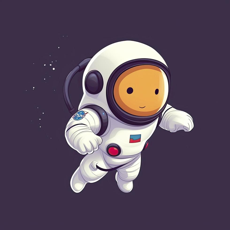 schattig astronaut super vliegend tekenfilm icoon illustratie, genereren ai foto