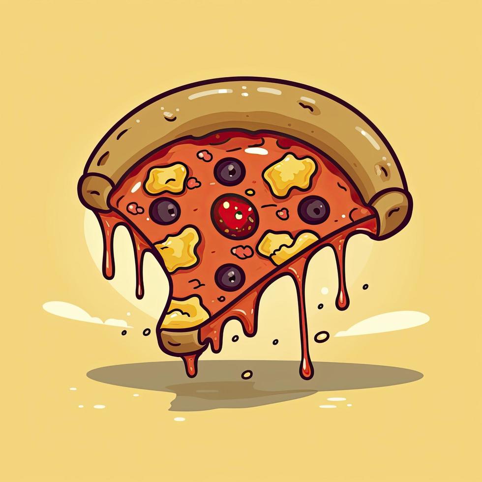 pizza plak gesmolten tekenfilm icoon illustratie voedsel voorwerp icoon concept geïsoleerd, genereren ai foto