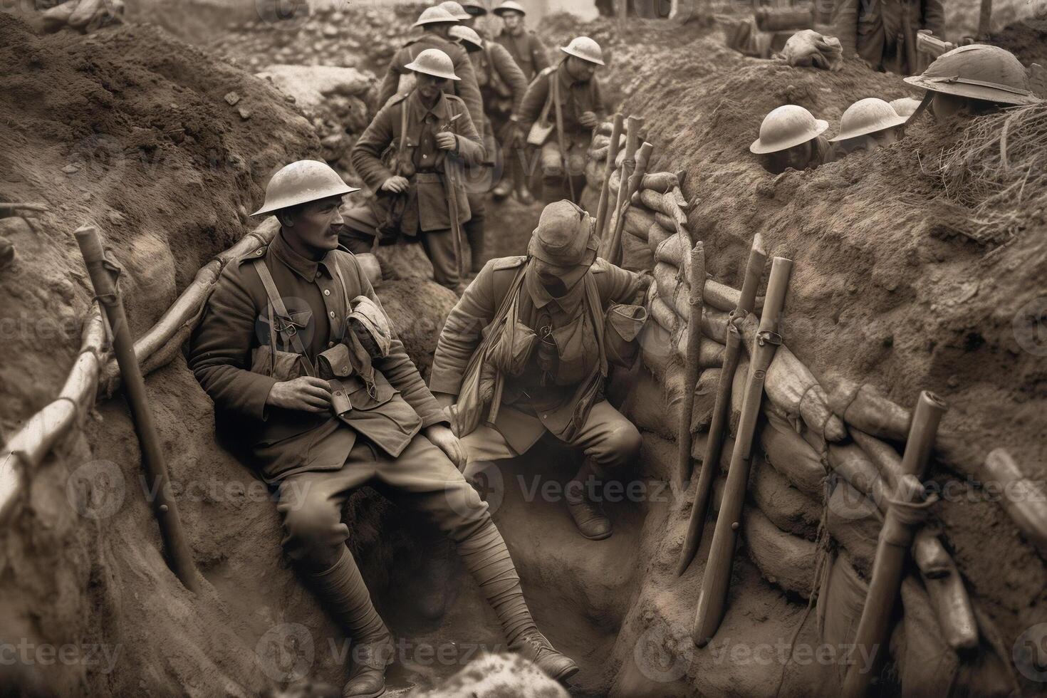 soldaten van de eerste wereld oorlog. ai gegenereerd foto