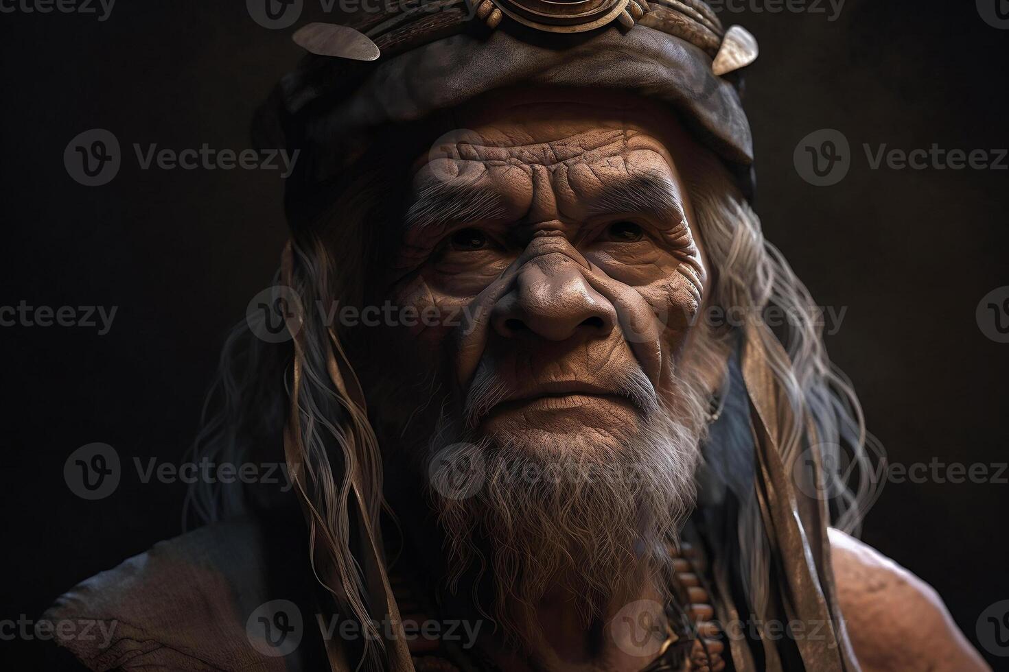 portret van een neanderthaler oude Mens. ai gegenereerd foto