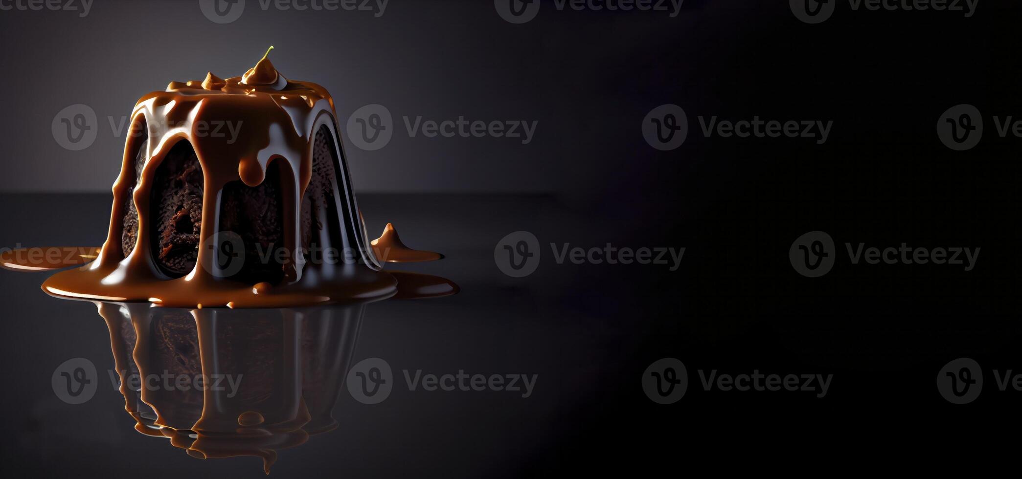 chocola pudding in de solide bord realistisch 3d, Product vitrine voor voedsel fotografie ai gegenereerd foto