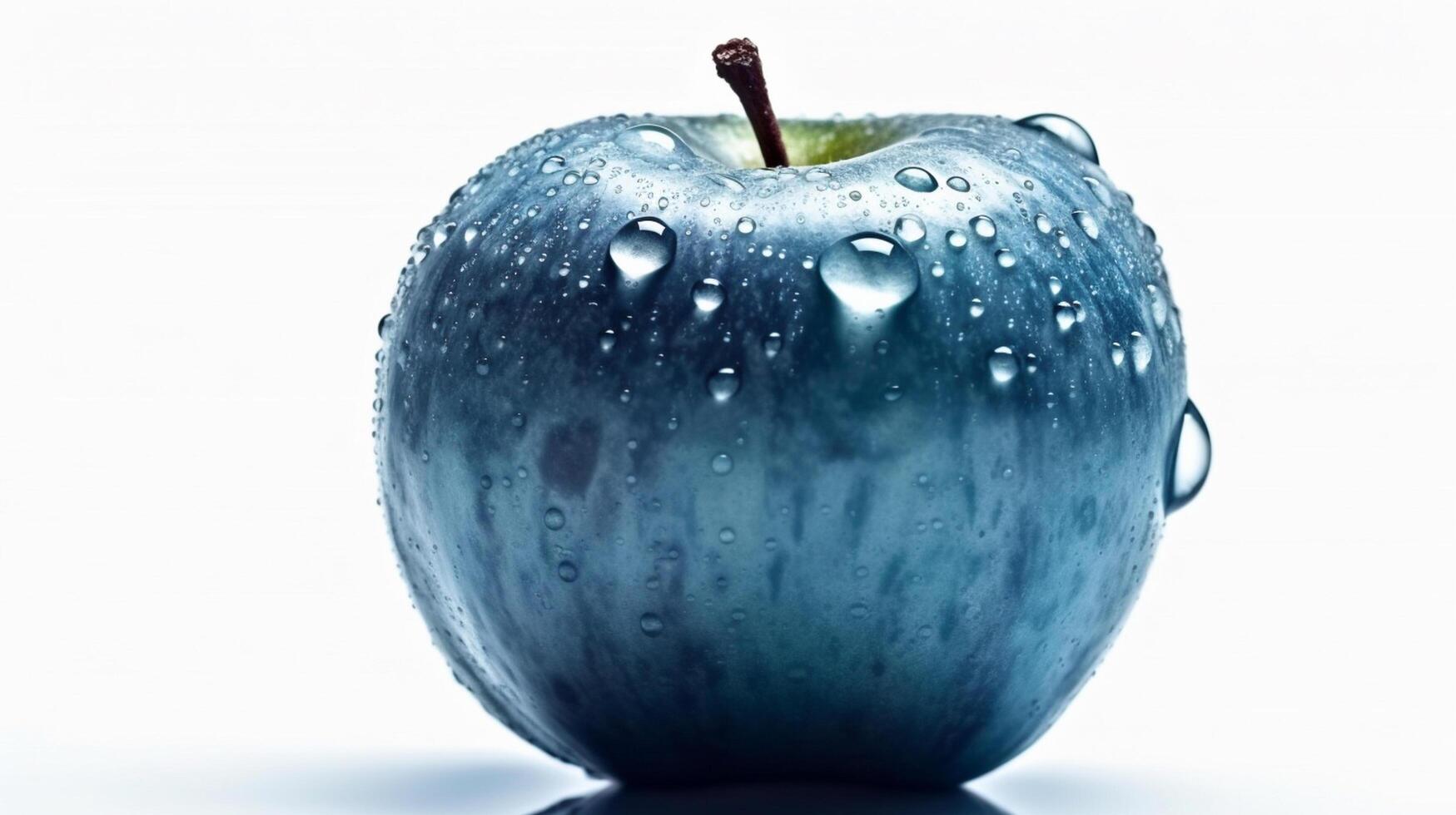 een blauw appel Aan een solide wit achtergrond ai generatief foto