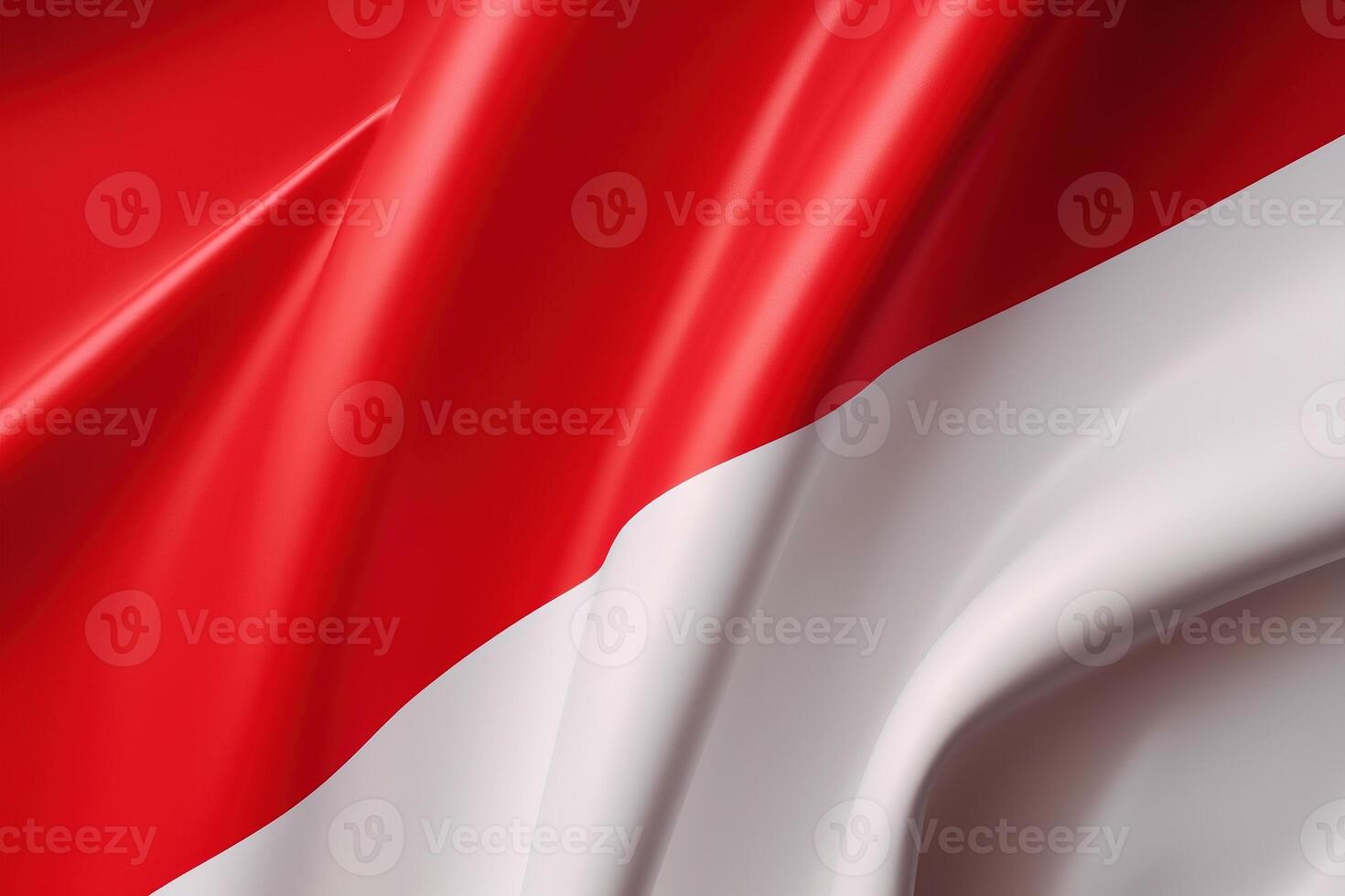 rood en wit achtergrond, golvend nationaal vlag van Indonesië, zwaaide zeer gedetailleerd detailopname. ai gegenereerd foto