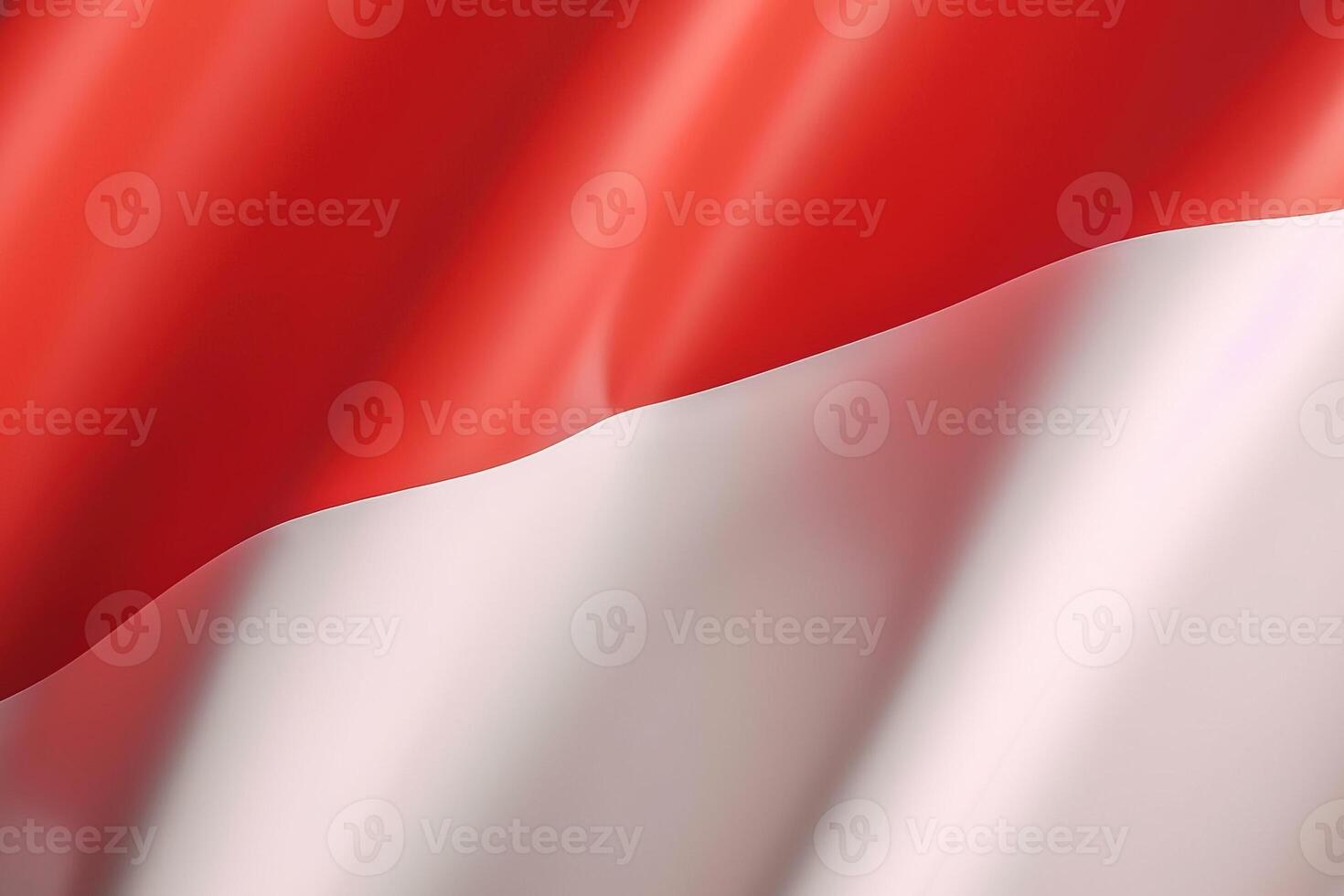 rood en wit achtergrond, golvend nationaal vlag van Indonesië, zwaaide zeer gedetailleerd detailopname. ai gegenereerd foto