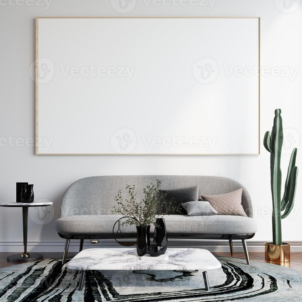 modern huis interieur mockup in muur leven kamer templete minimaal knus ontwerp foto