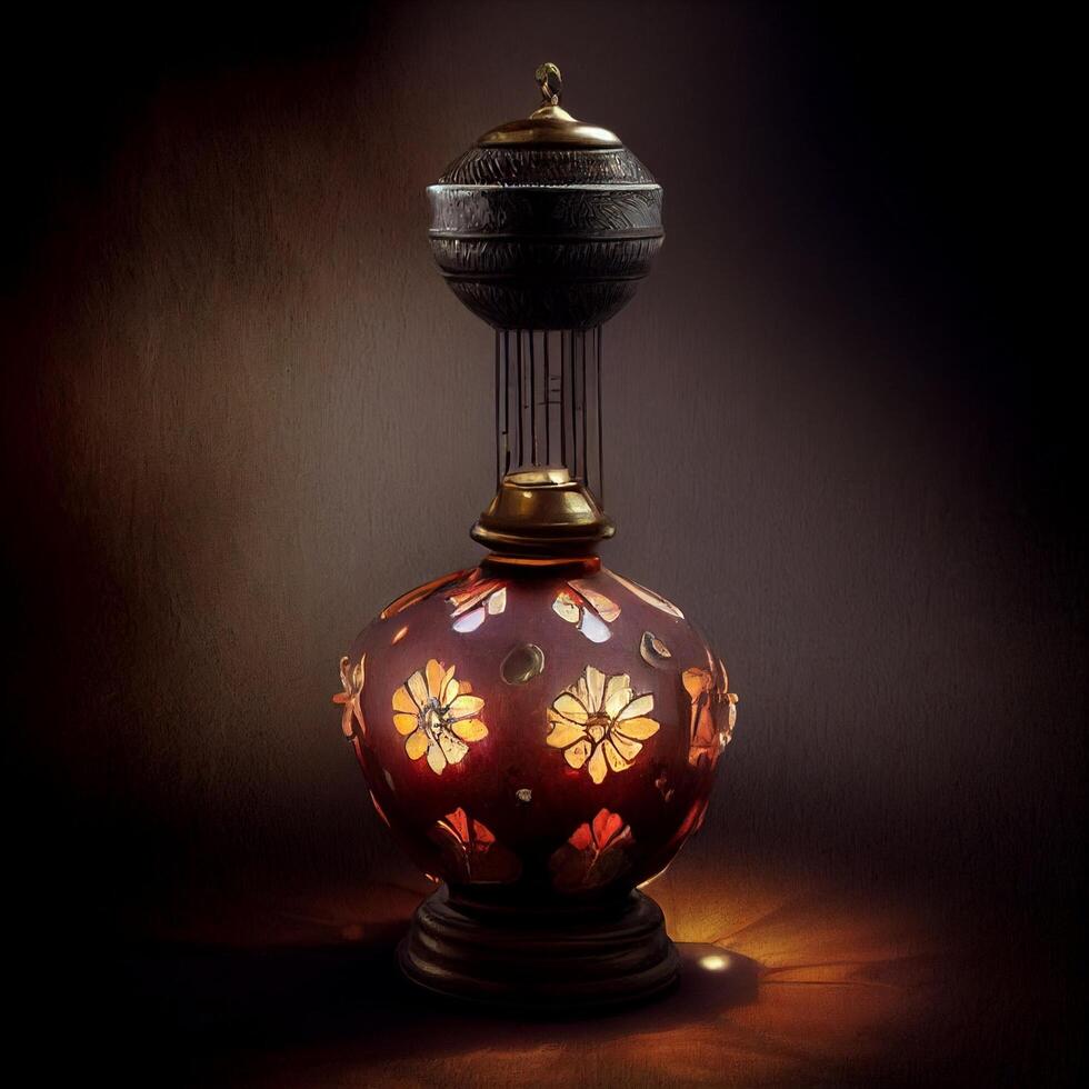 abstract fantasie oud antiek aladin lamp. generatief ai foto