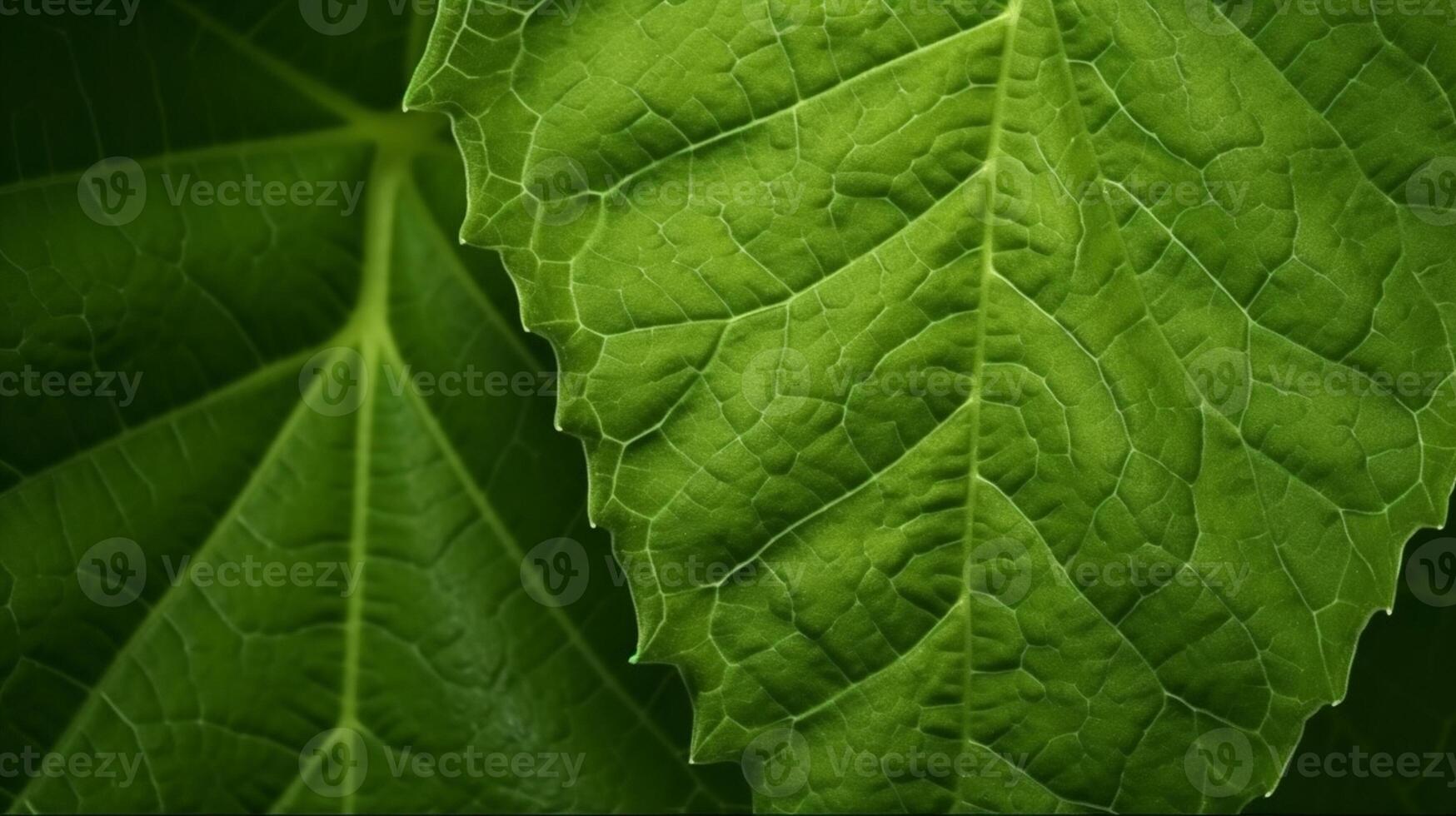 dichtbij omhoog van een groen blad. groen blad textuur. natuur achtergrond. ai gegenereerd foto