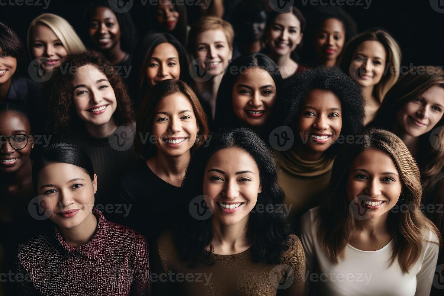 meerdere jong Dames dichtbij omhoog gemaakt met generatief ai technologie. foto