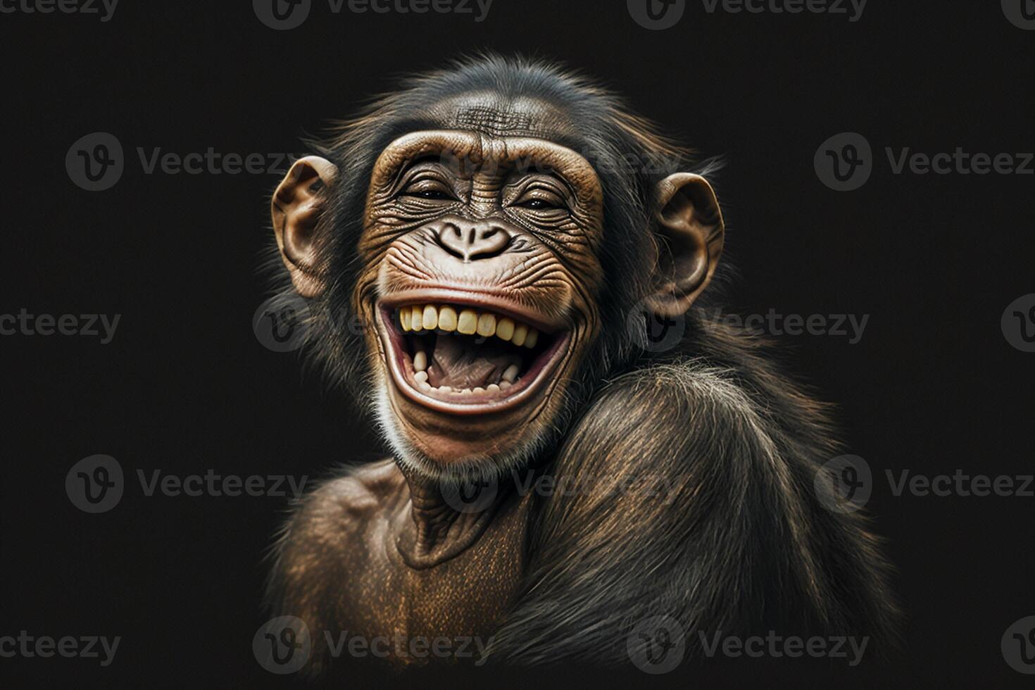 portret van een lachend aap ai gegenereerd foto